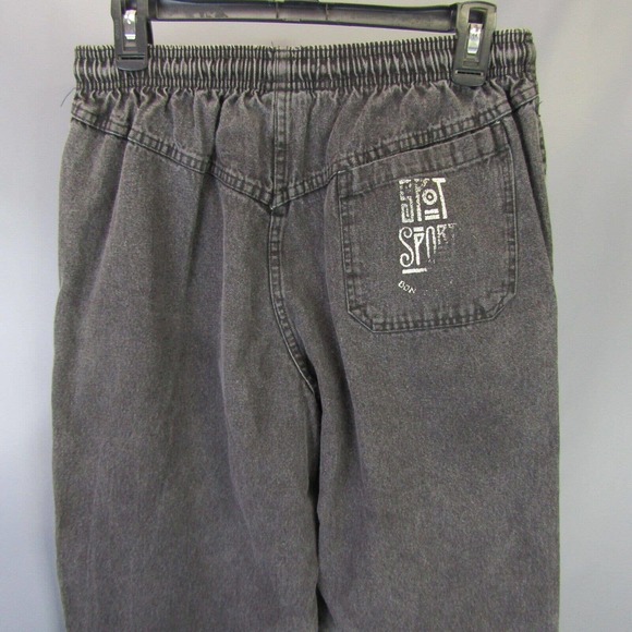 Vtg Spot Sport European Beach High Waist Jeans Women's Size L Black Denim Pants - Picture 1 of 10